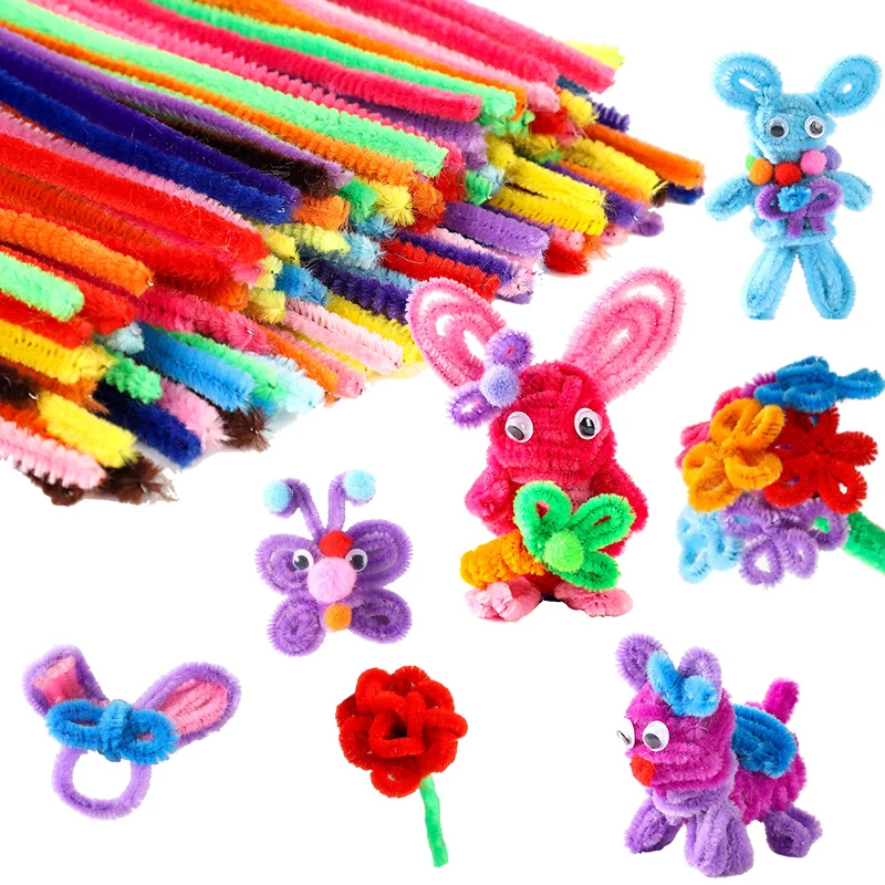 Barras giratorias de chenilla esponjosa para artesanía infantil