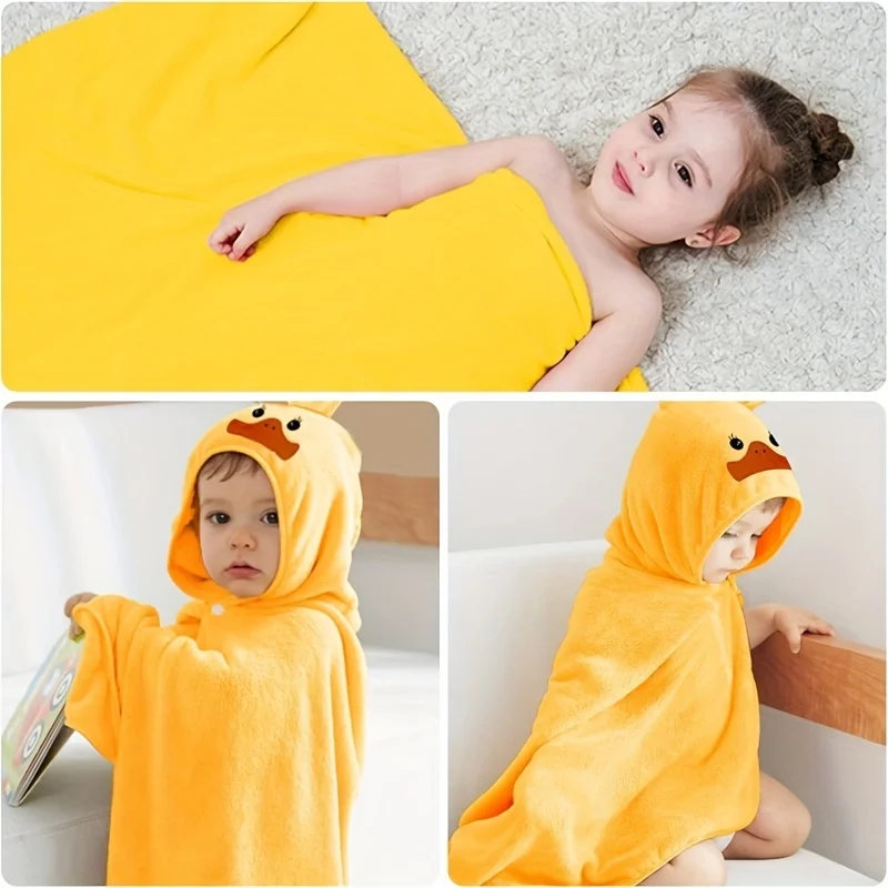 Toalla capucha felpa bebé con estampado pato - imagen 2