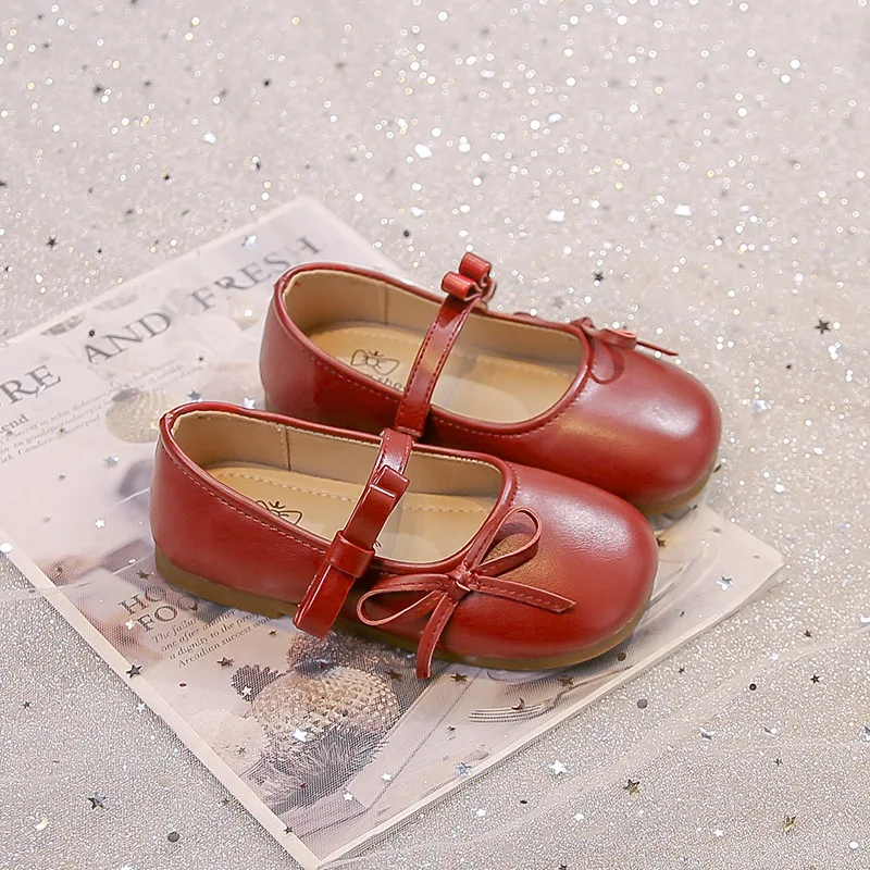 Zapatos de cuero antideslizantes planos con lazo para niño - imagen 5