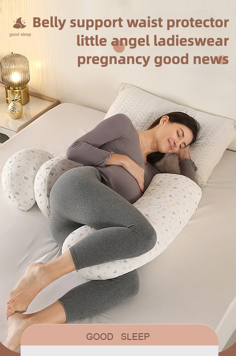 Almohada de embarazo multifuncional en forma de H color blanco estrellado