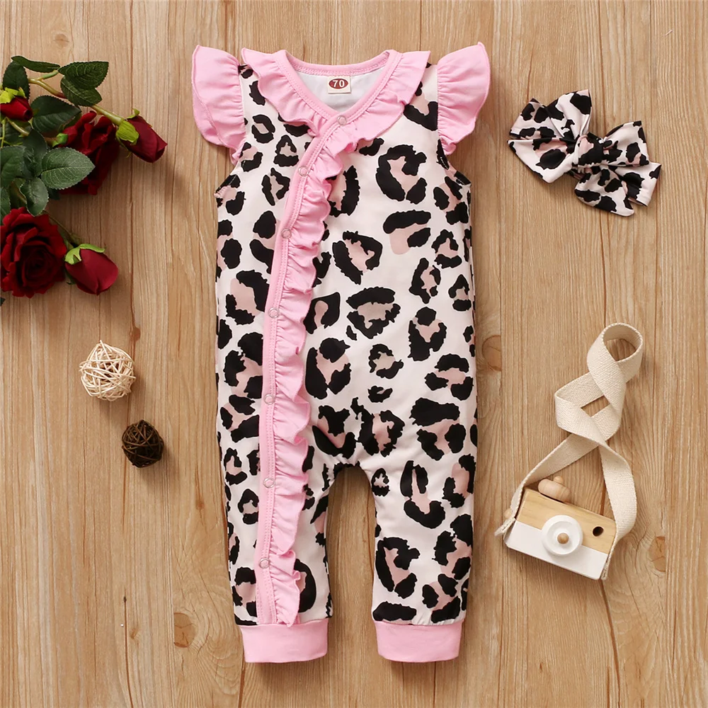 Mono leopardo para niña – Pelele suave con diadema