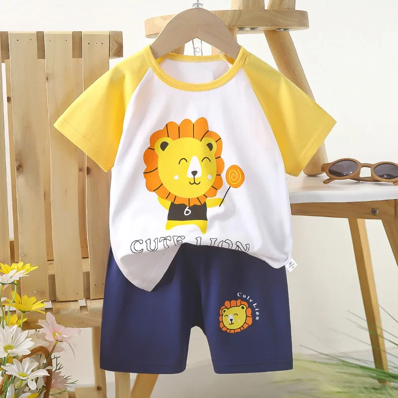 Conjunto camiseta de algodón de manga corta para niños de verano - imagen 2