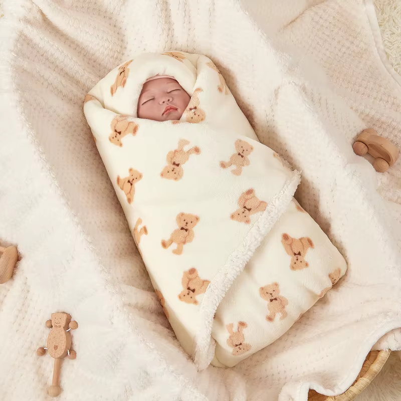 Manta bebé invierno lana cordel suave larga para cochecito y cuna