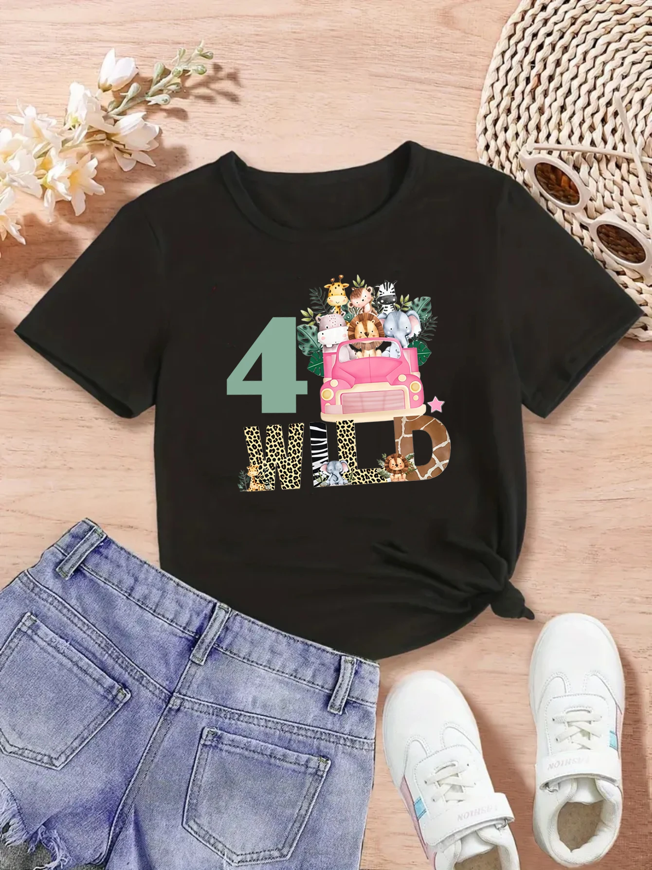 Camiseta de animales salvajes para niña con estampado safari - imagen 5