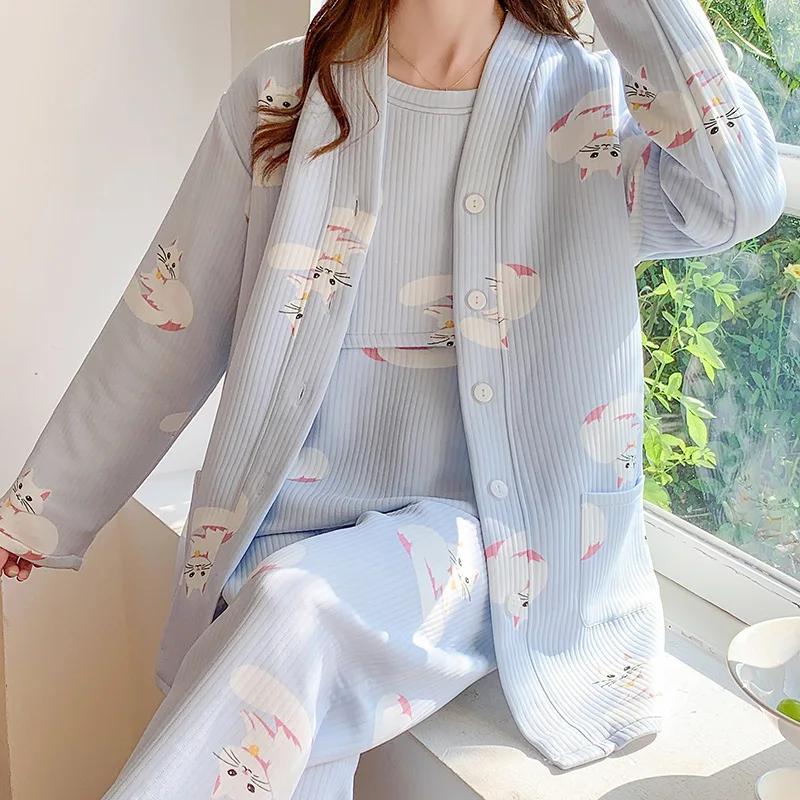 Pijama de lactancia de algodón para otoño – Confort posparto - imagen 5