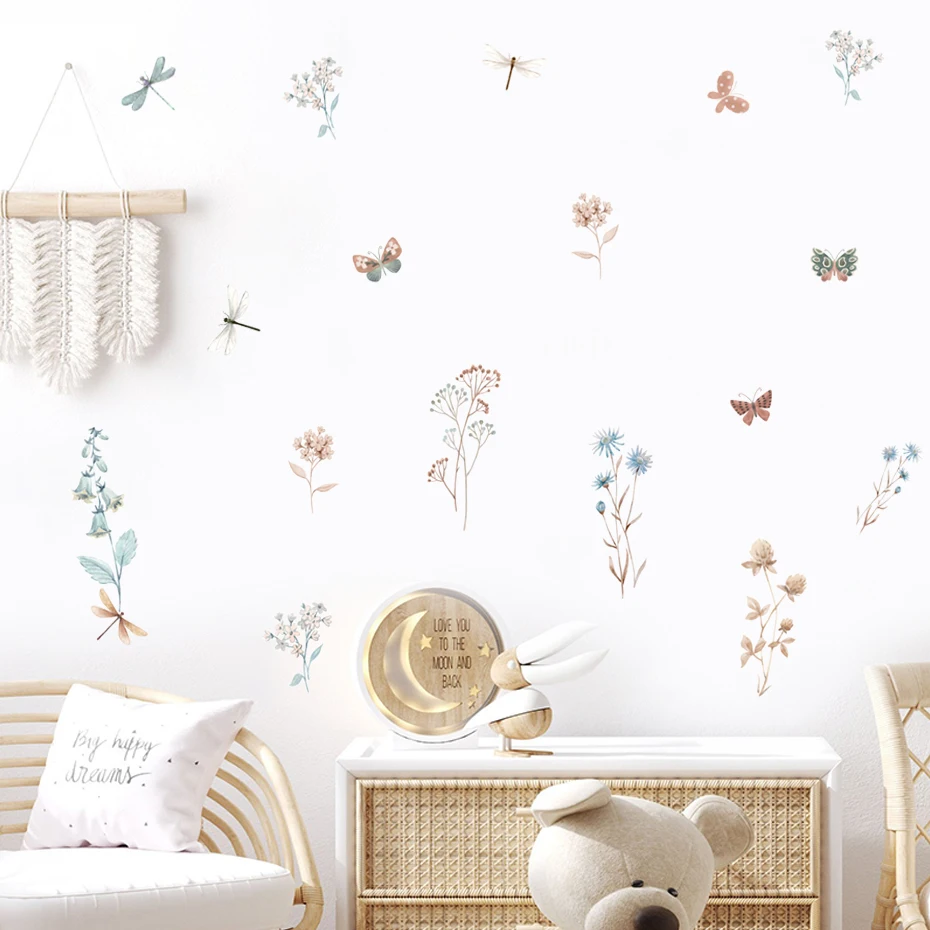 Pegatinas de pared removibles de libélula estilo boho acuarela - imagen 3