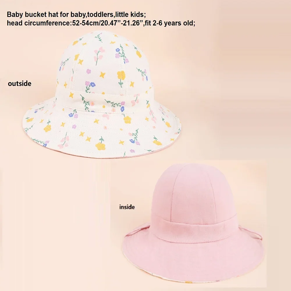 Sombrero de pescador doble cara con flores para niñas protección UV - imagen 2