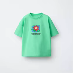 Camiseta de cuello redondo para niños y niñas, manga corta