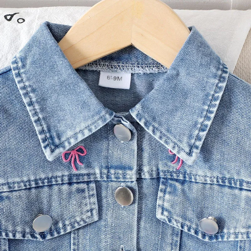 Conjunto vaquero bebé manga larga y pantalón suelto con lazo - imagen 4