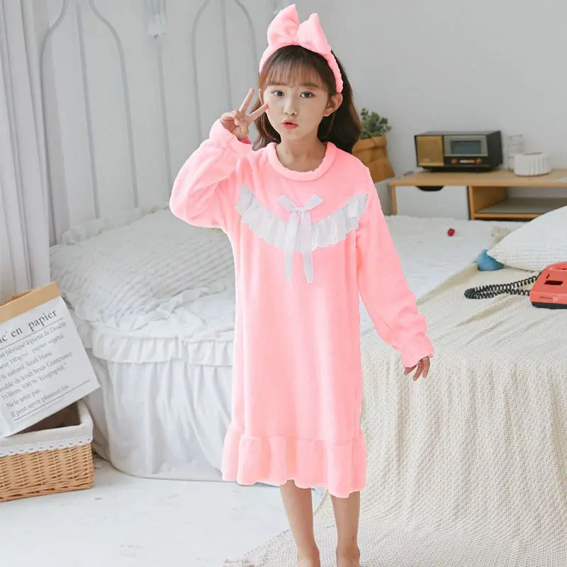 Camisón de franela con lazo para bebé niña cómodo - imagen 5