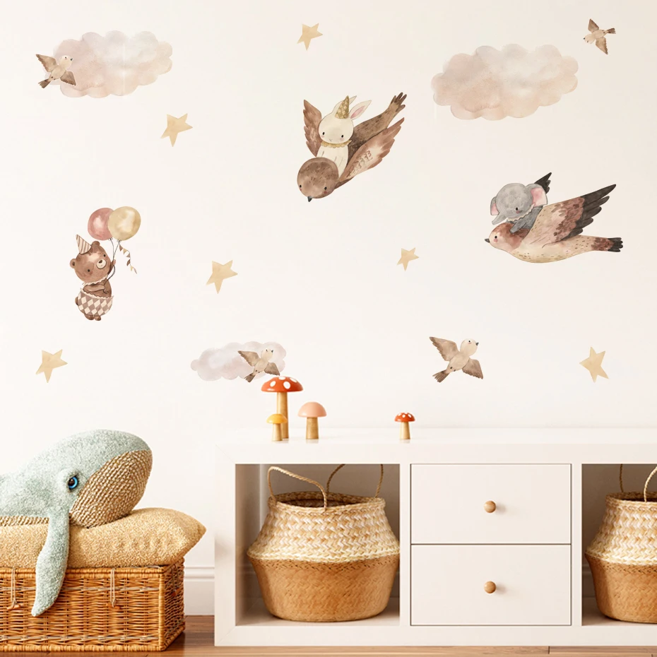 Pegatinas de pared con diseño de oso en estilo acuarela