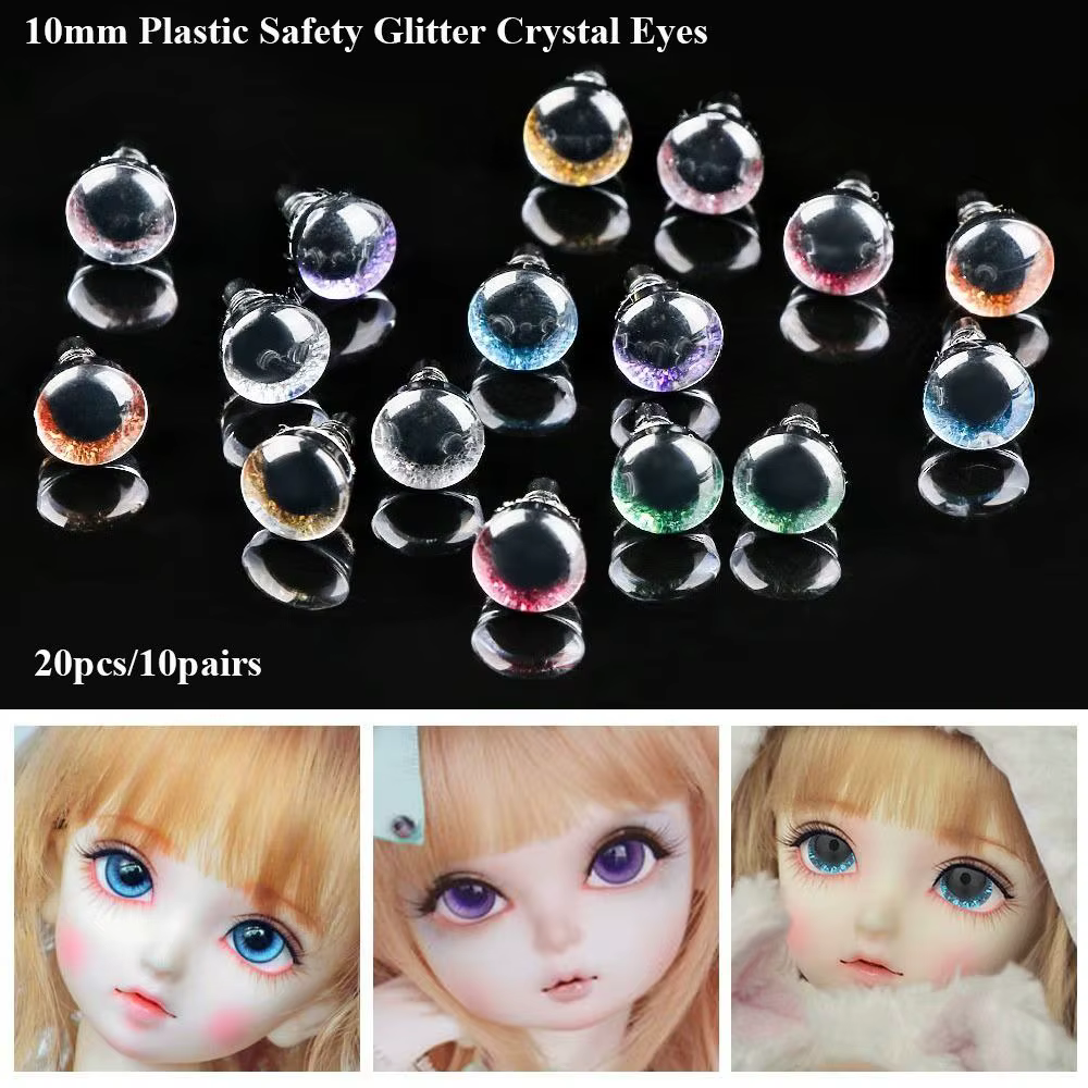 Ejemplo de ojos instalados en un peluche
