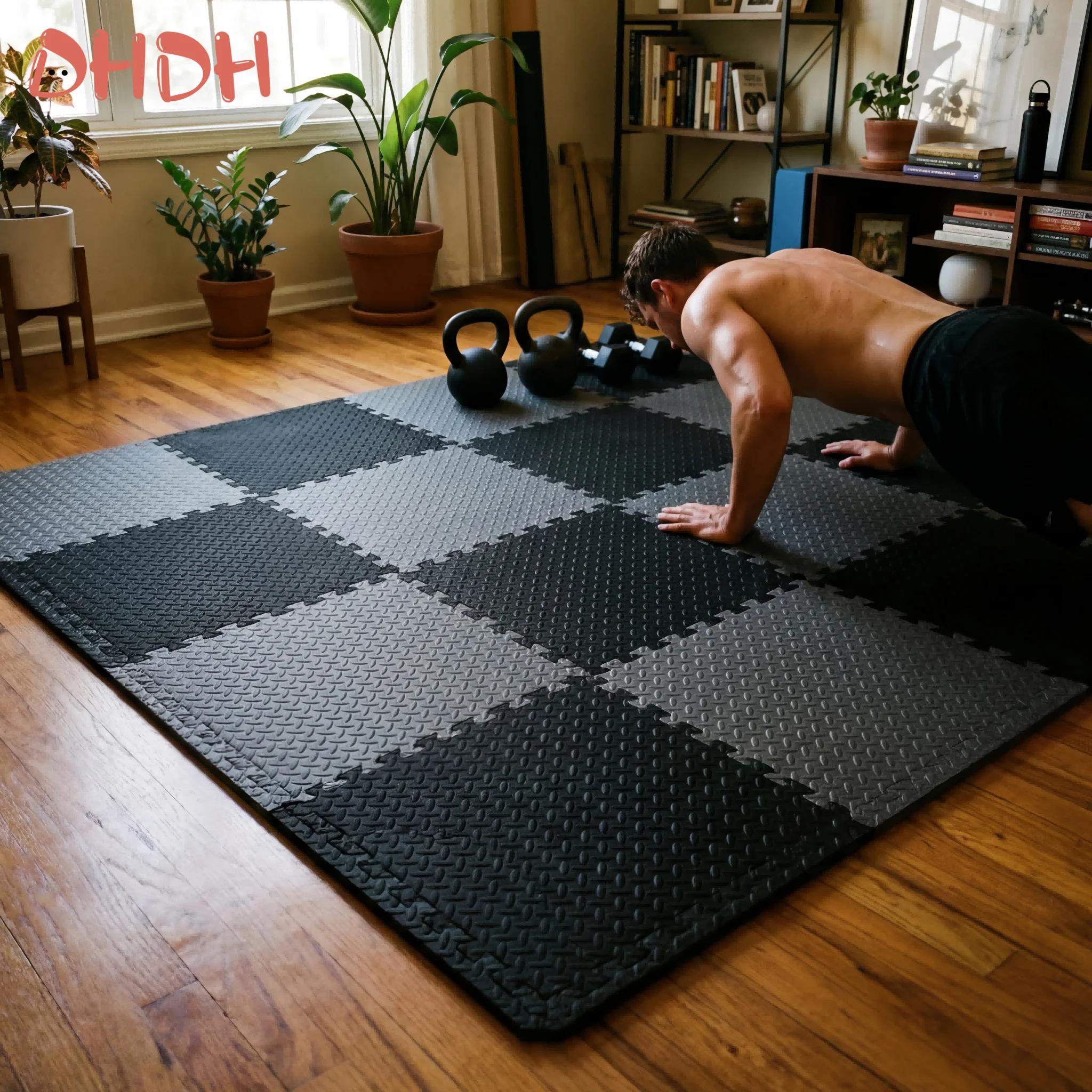 Alfombra gimnasio antideslizante encastrable de goma resistente - imagen 4
