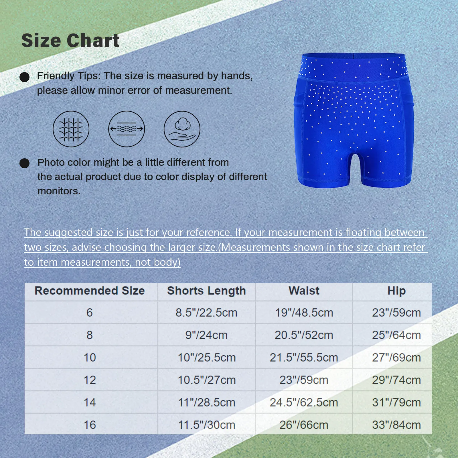 Pantalones cortos infantiles con diamantes de imitación y cintura elástica
