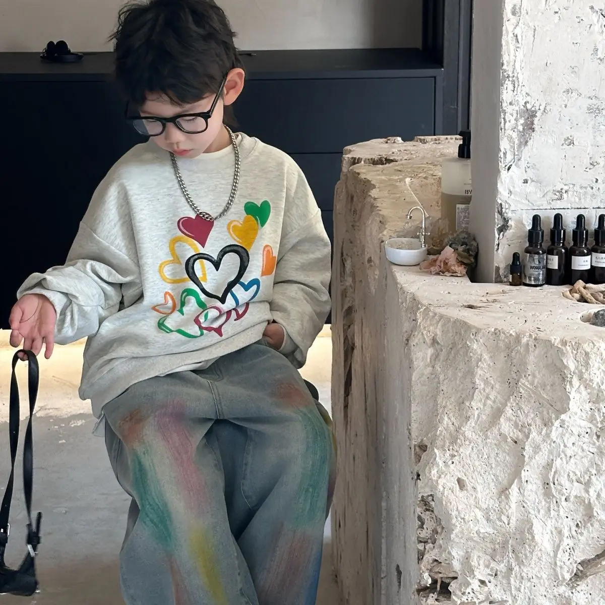 Pantalones vaqueros de niño de algodón mixto corte holgado - imagen 5