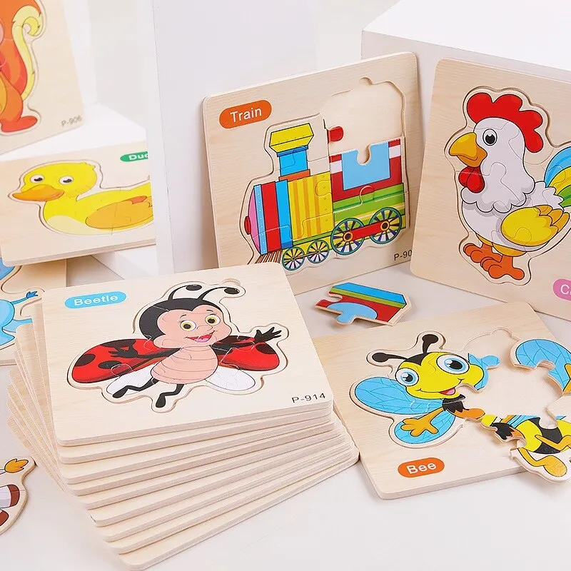 Puzle 3D de madera de animales para niños, juguete educativo - imagen 2
