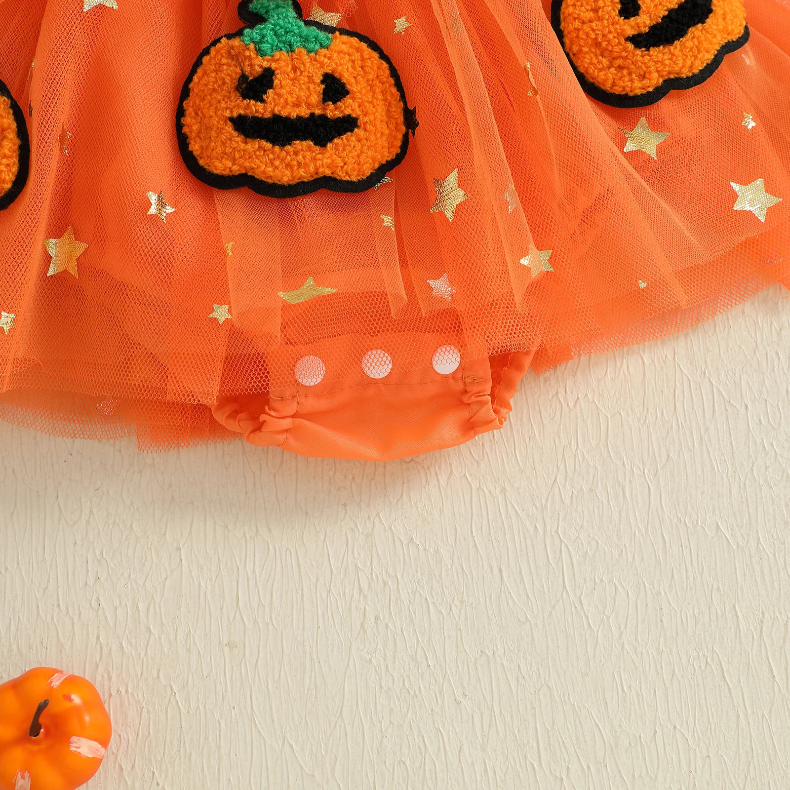Pelele tul de recién nacido para niña Halloween calabazas