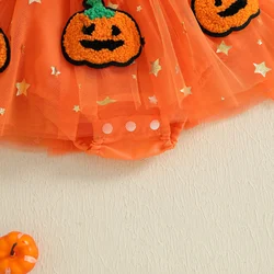 Pelele tul de recién nacido para niña Halloween calabazas