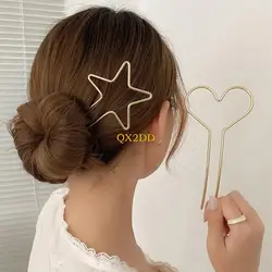 QX2D horquillas de pelo para recogidos corazón y estrella