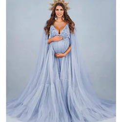 Vestido de maternidad de tul y encaje con perlas para baby shower