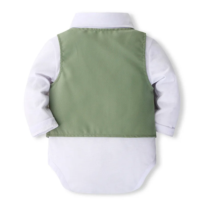 Conjunto bebé primavera: mono de manga larga con chaleco y pantalón - imagen 4
