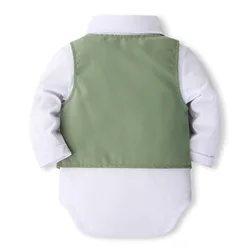 Conjunto bebé primavera: mono de manga larga con chaleco y pantalón