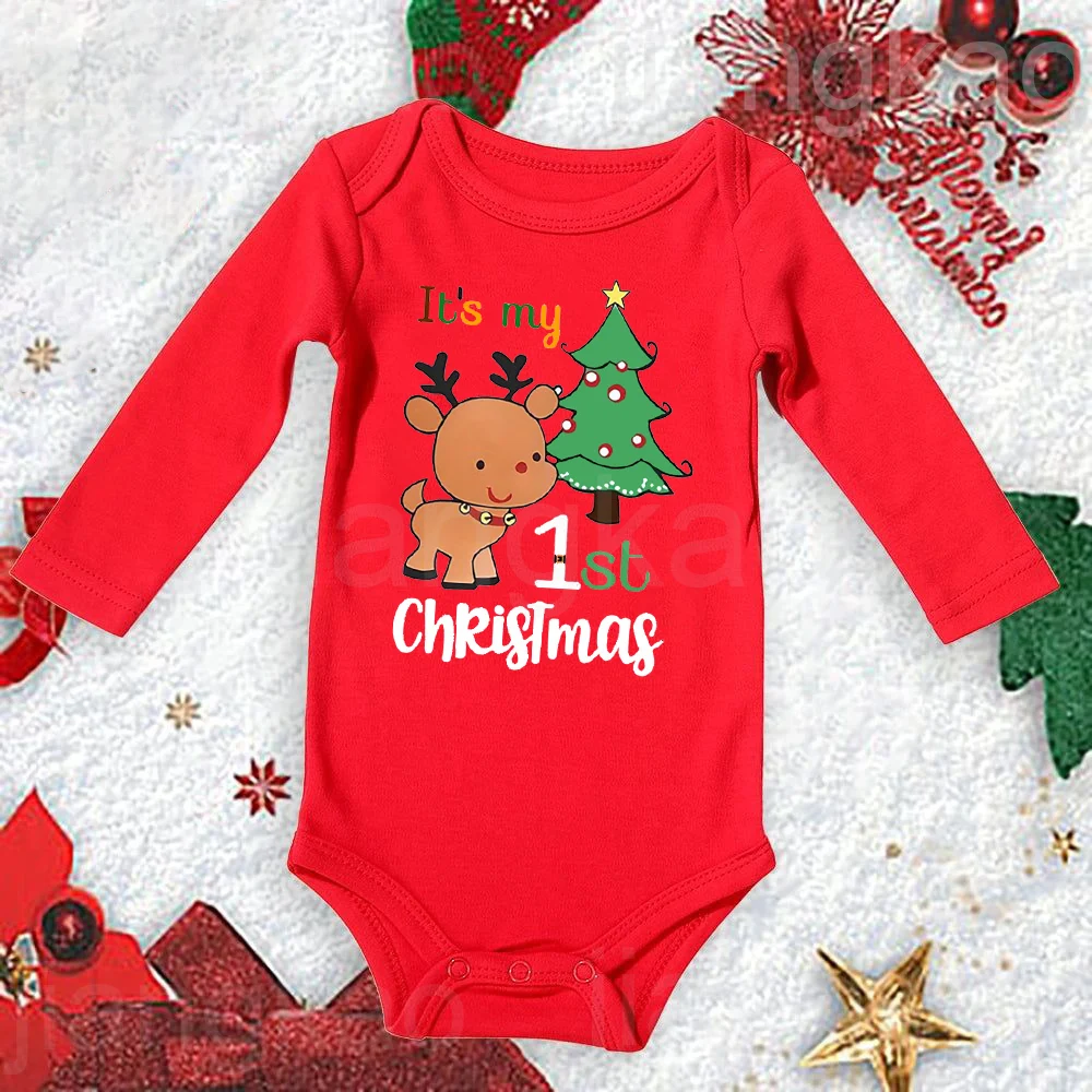Body de algodón con ciervos para bebé – Ideal para bautizo y Navidad - imagen 4
