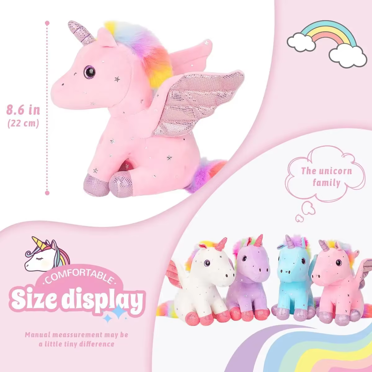 Unicornio de peluche como regalo de cumpleaños para niña