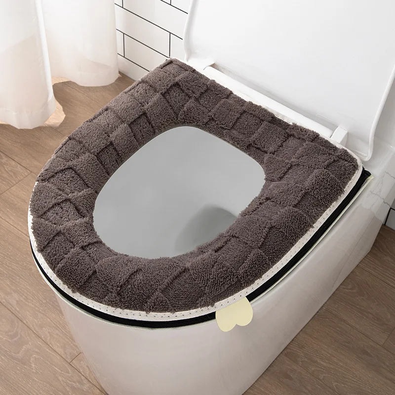 Cojín asiento inodoro acolchado a cuadros con cremallera - imagen 5