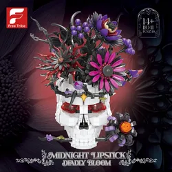 Bloques de construcción góticos con esqueleto y flor de calavera