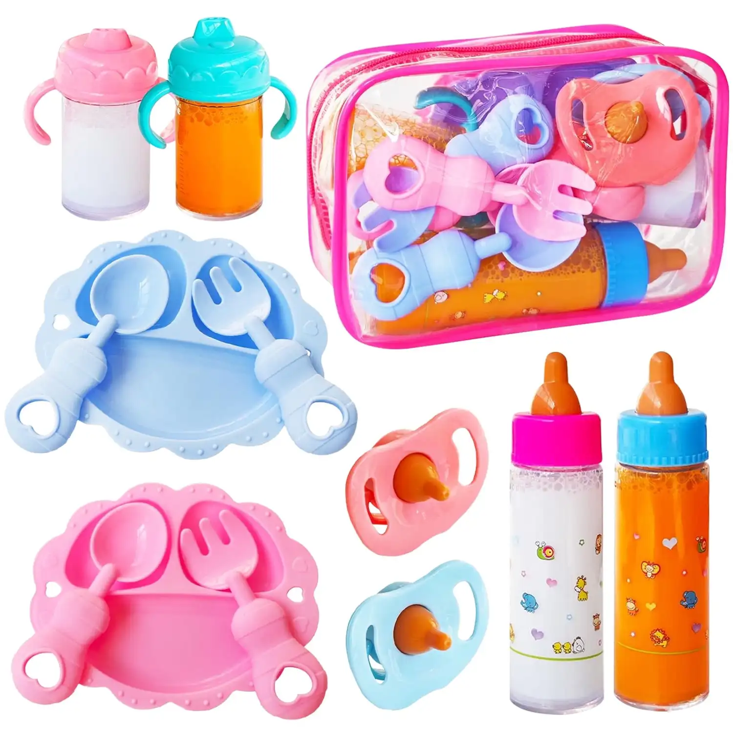 Accesorios y bolsa de almacenamiento rosa