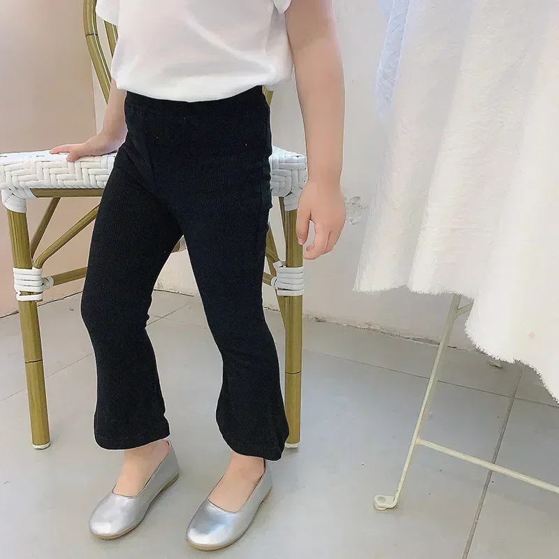 Pantalones acampanados elásticos para niña – Algodón suave para primavera y otoño