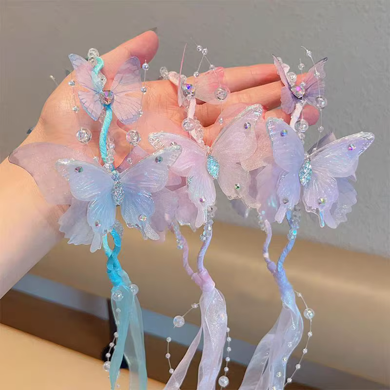 Diademas de tul con mariposas grandes para niñas, estilo hada elegante - imagen 3