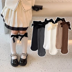 Calcetines altos de algodón suave con lazo de princesa escolares