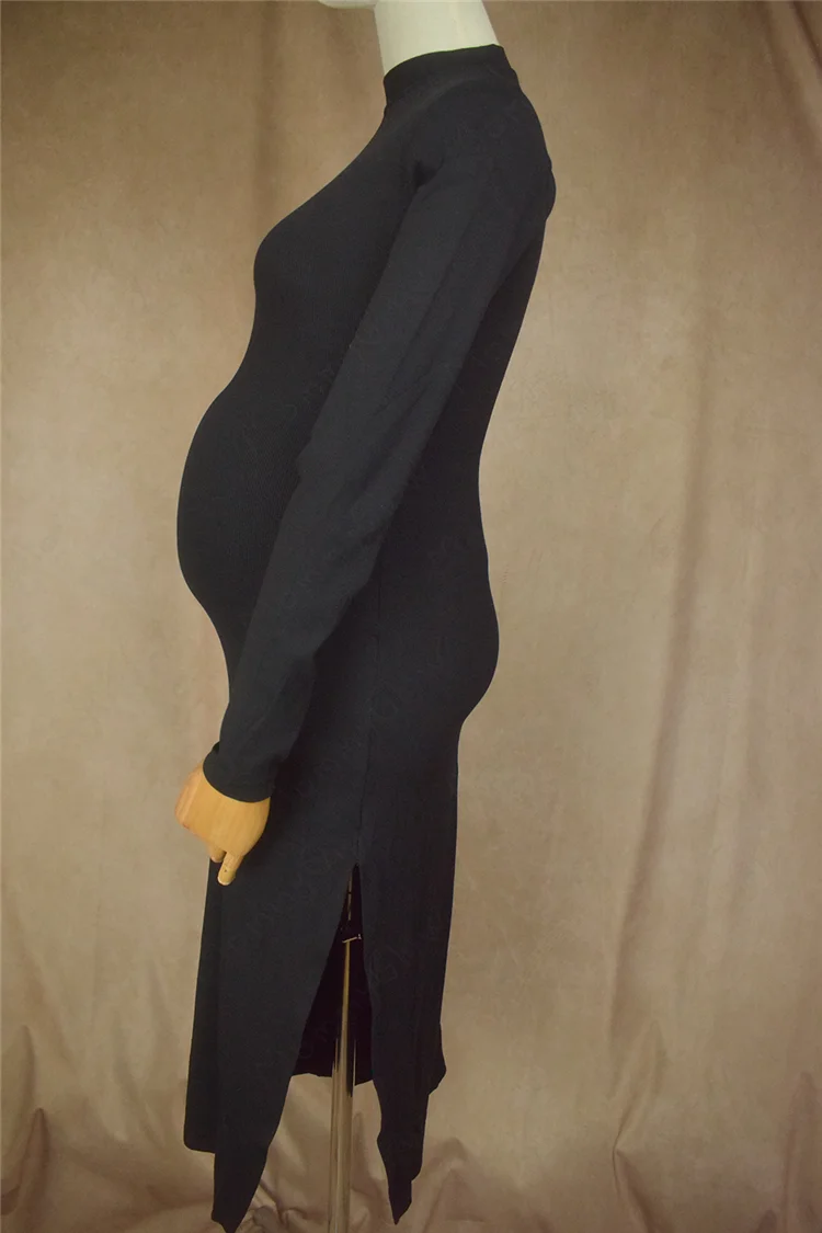 Vestido de maternidad negro de punto y manga larga