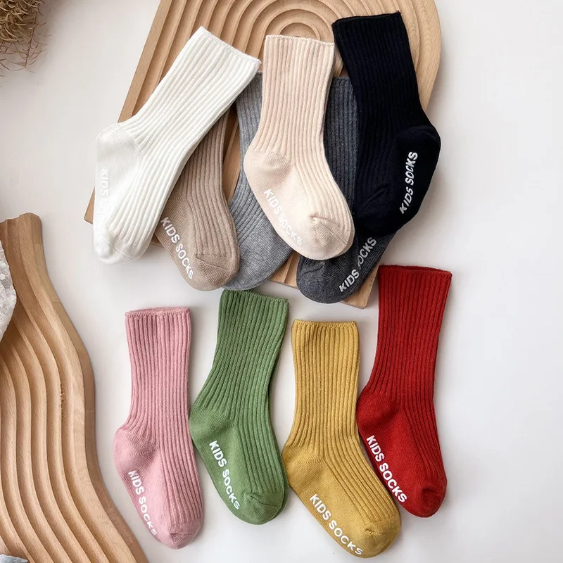Calcetines largos de algodón rayados para bebé y niño – Antideslizantes - imagen 2