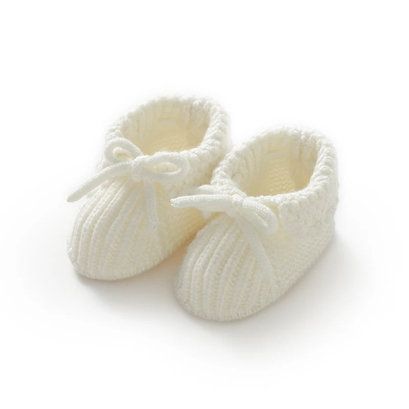 Zapatos de primeros pasos tejidos para niña con lazo antideslizante - imagen 2