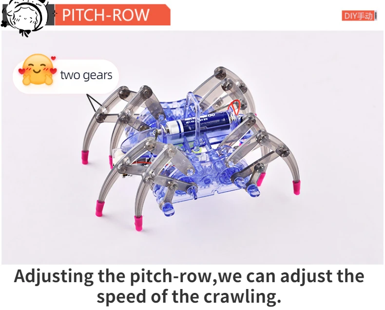Robot araña terminado en diferentes ángulos