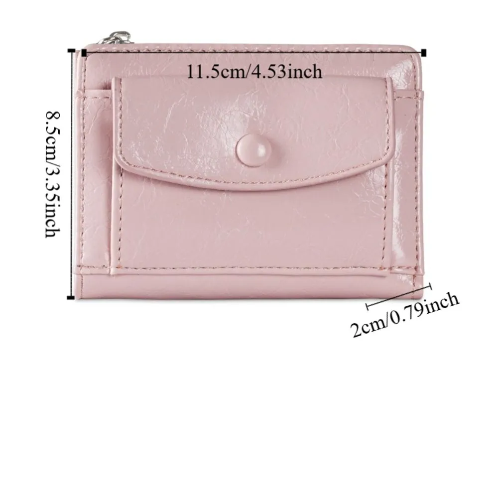 Cartera corta ultrafina de cuero PU con cremallera y monedero