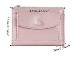 Cartera corta ultrafina de cuero PU con cremallera y monedero