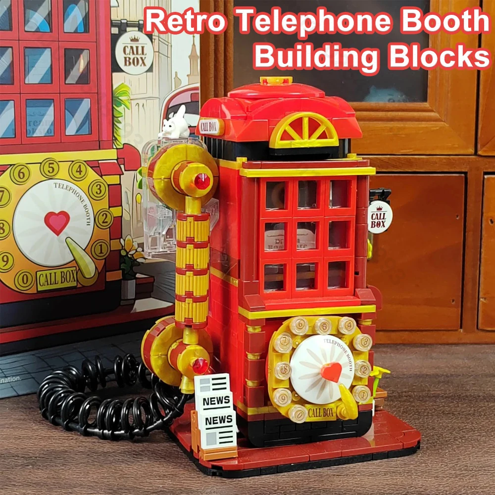 Rompecabezas de bloques Cabina telefónica retro DIY para niños - imagen 5
