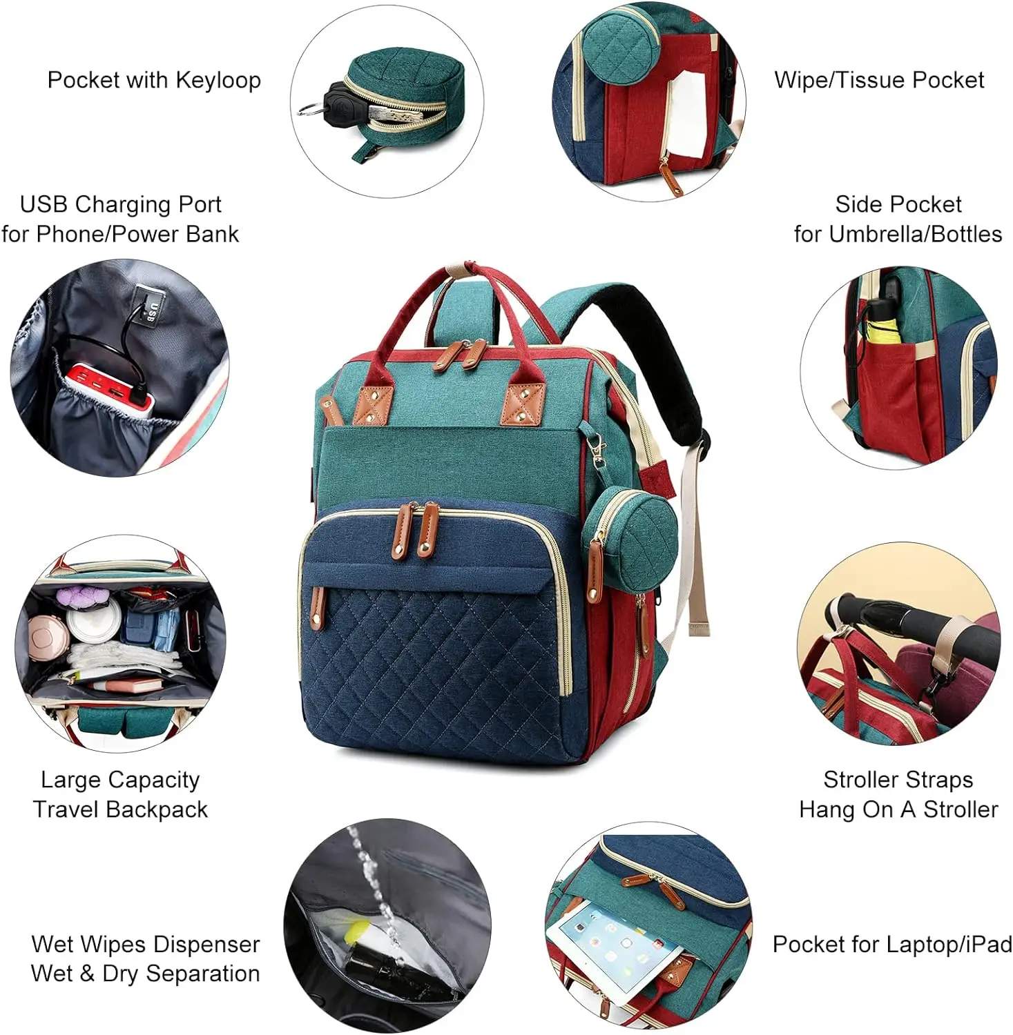 Bolsa para pañales lista para enganchar y llevar
