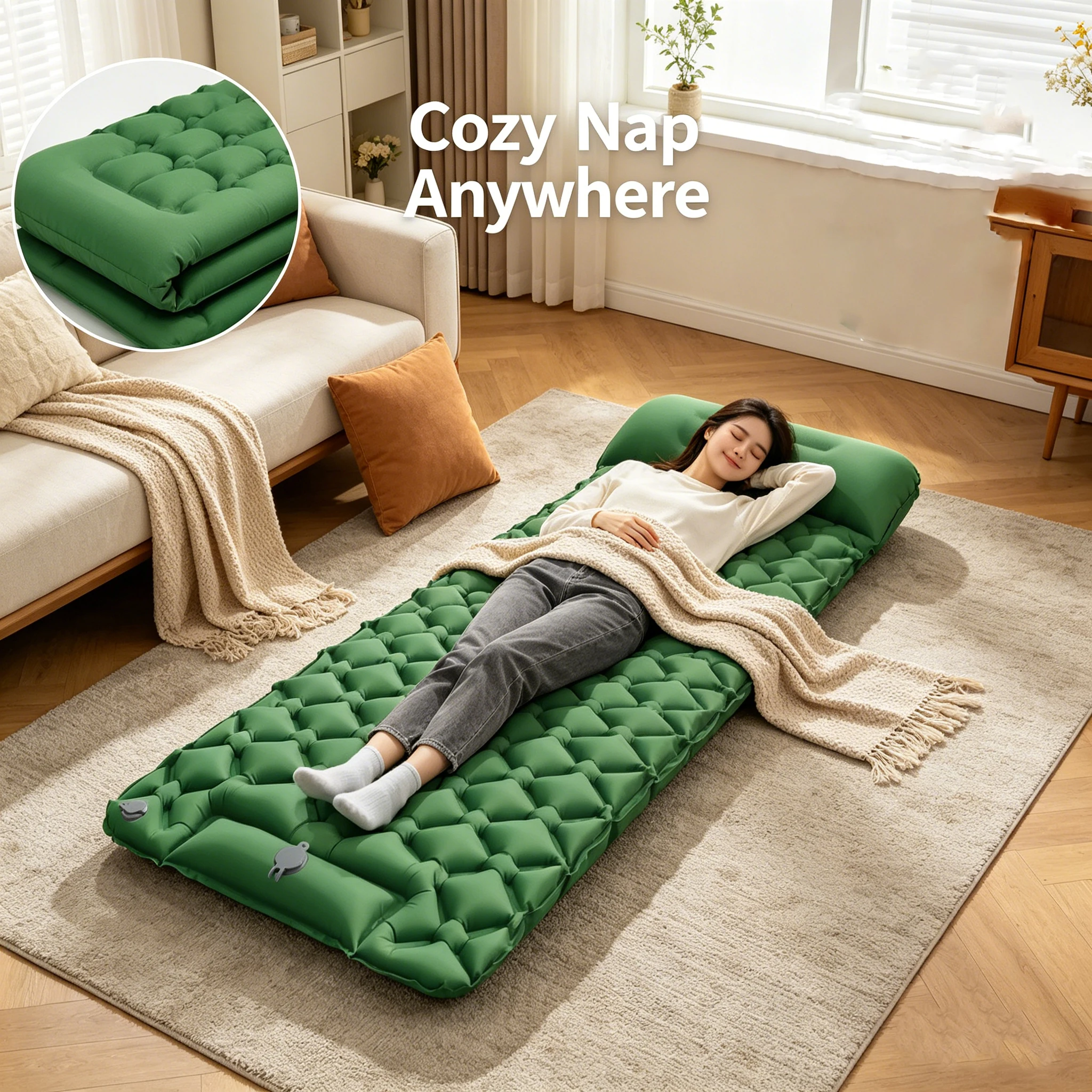 Colchón inflable ultraligero para acampada con almohada - imagen 4