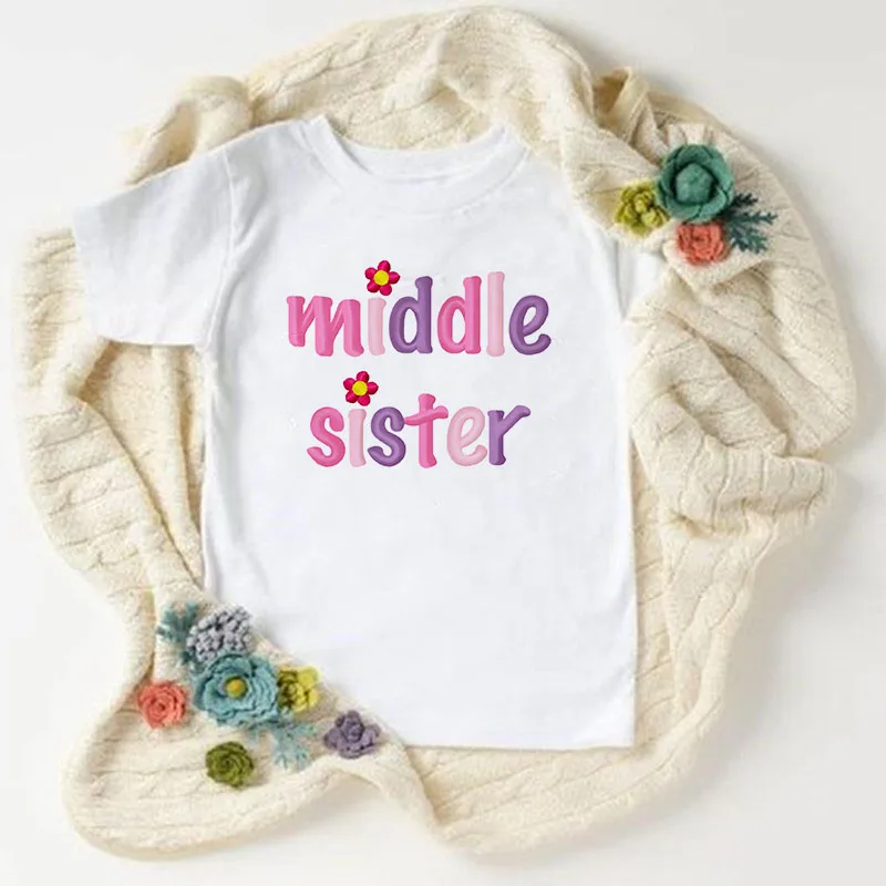 Camisetas a juego de hermanas – Manga corta blanca para niñas - imagen 4