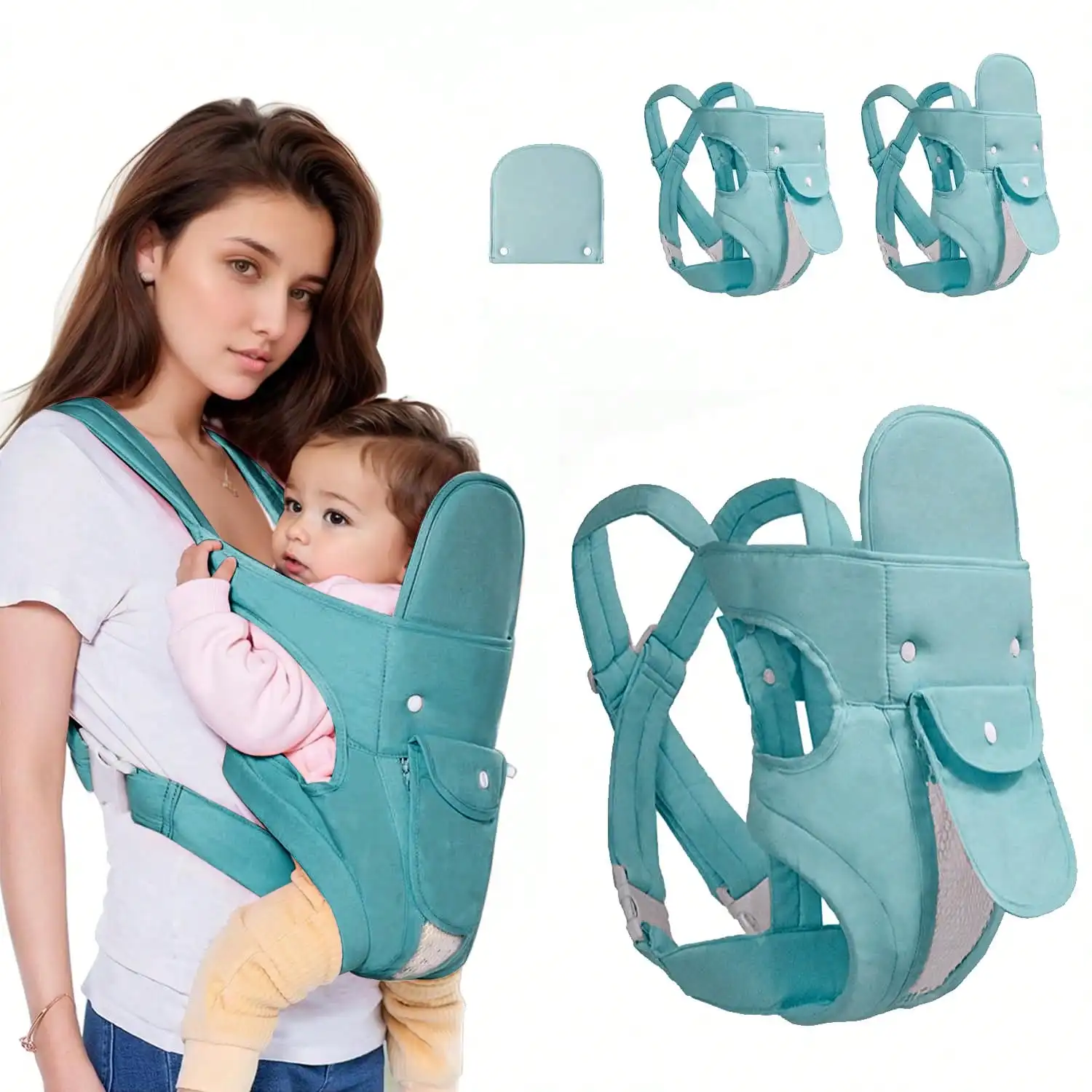 Portabebés ergonómico de malla transpirable con correa ajustable - imagen 3