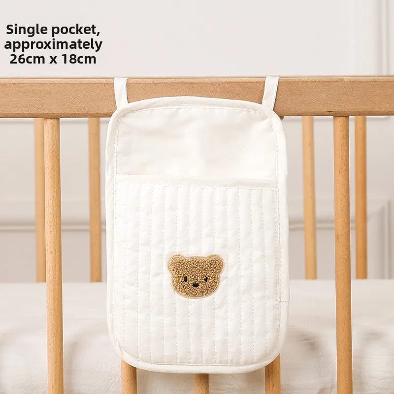 Bolsa colgante para cuna de bebé con oso, organizador de pañales - imagen 2