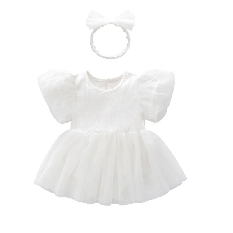 Mono de verano para niñas con diseño princesa y banda del pelo coreana - imagen 4