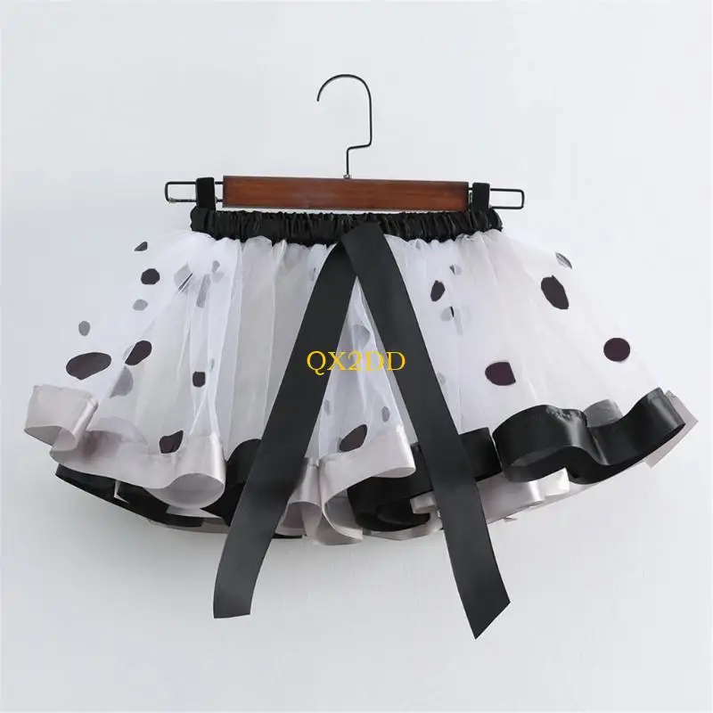 QX2D Vestido de tul para fiesta infantil con falda vaporosa