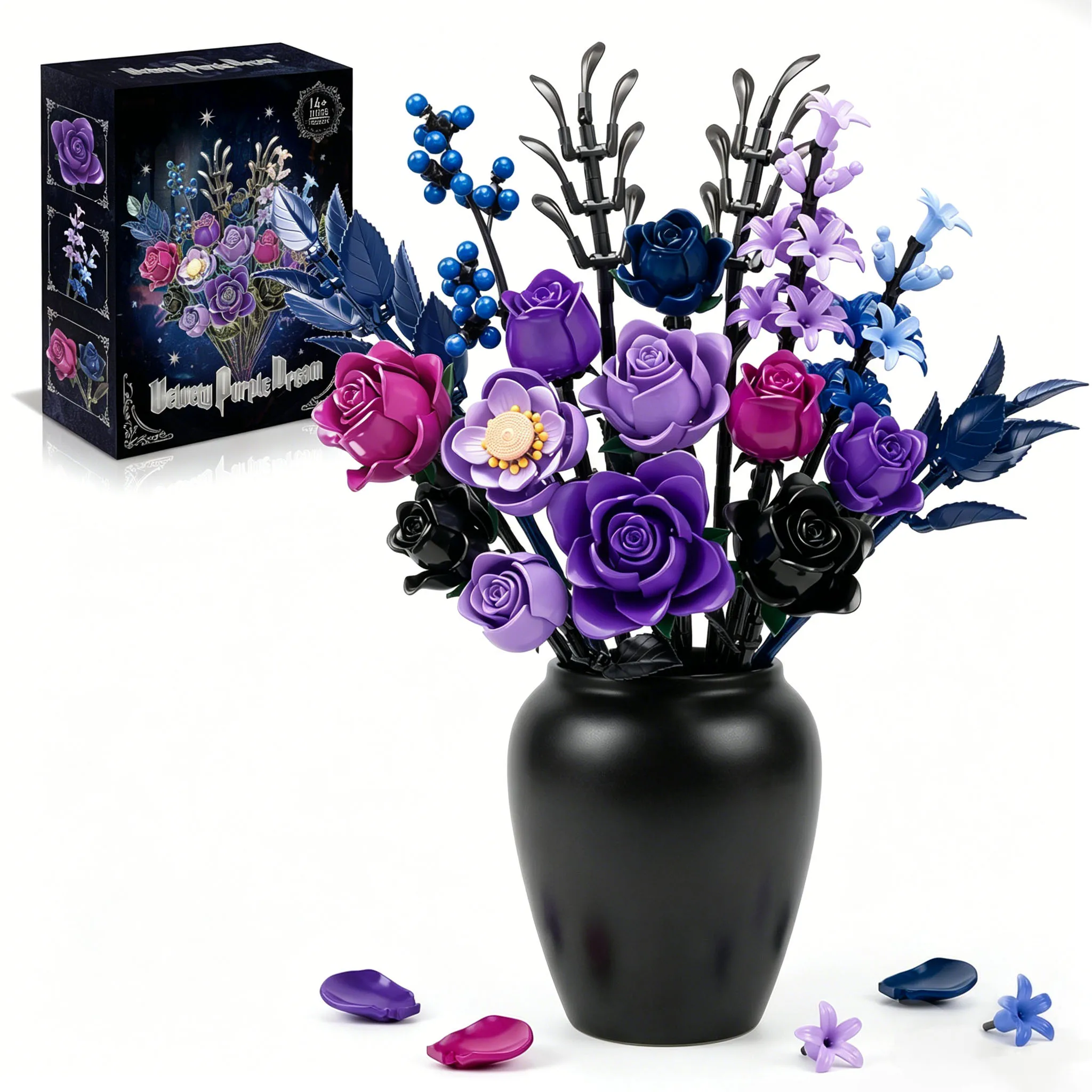 Bloques de construcción con flores preservadas púrpuras juego educativo - imagen 4
