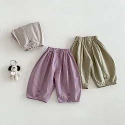 MILANCEL Pantalones de verano pierna ancha holgados para niñas lisos